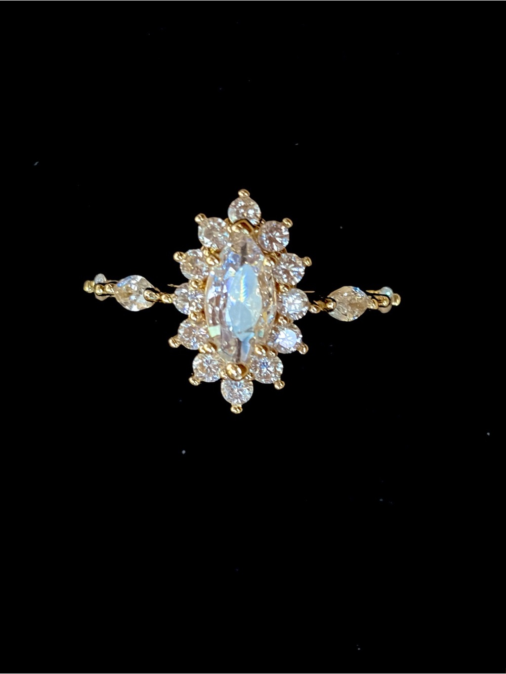 New Gold-Filled Halo Marquise Cut CZ Engagement Eternity ring in 7
